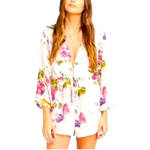 Show Me Your MuMu Pants - Show Me Your MuMu Floral Romper - Pink, Purple, Yellow